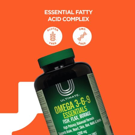 Omega 3-6-9 Essentials - Fish, Flax, Borage - 120 Enteric Softgels