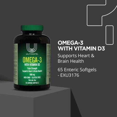 OMEGA-3 with Vitamin D3, 65 Enteric Softgels 