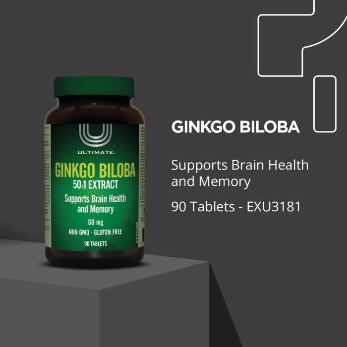 Ginkgo Biloba, 50:1 Extract 60mg, 90 - Tablets